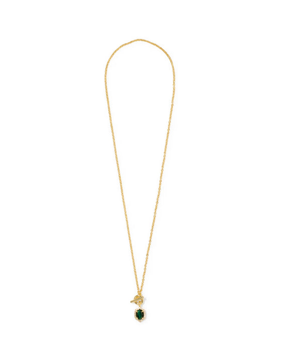 Kendra Scott Daphne Crystal Frame Gold Toggle Necklace