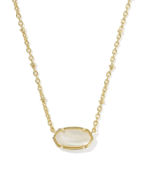A gold chain necklace with an oval bezel-set white stone pendant, shown against a plain white background.