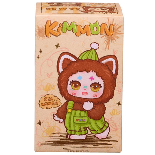Box of a plush toy with 'Kimmon' branding and a cartoon character on a beige background.