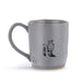 Gray mug with illustrations of a bear and a pig on a white background