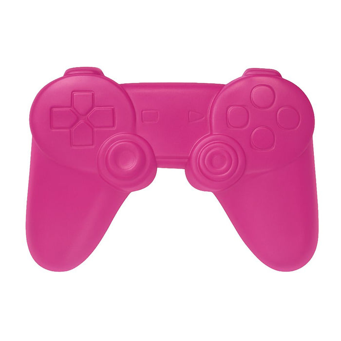 Pink gaming controller on a white background