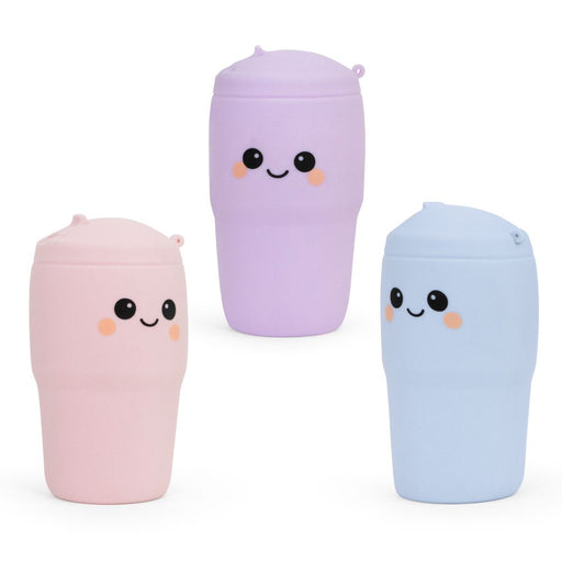 Three cute tumbler-shaped objects on a white background