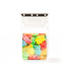 Clear ziplock bag filled with colorful gummy bears on a white background