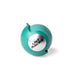 Turquoise ball with a silver top labeled 'Lint Racer' on a white background