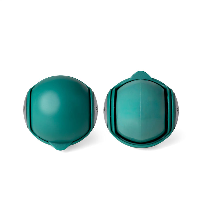 Pair of teal sunglasses on a white background