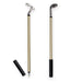 Two extendable pens with gold and black accents on a white background