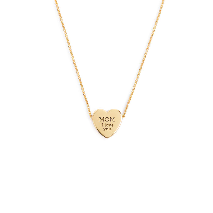 Mom, I Love You Gold Art Heart Necklace