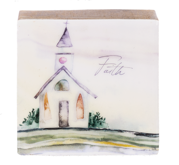 Watercolor Church Faith Block