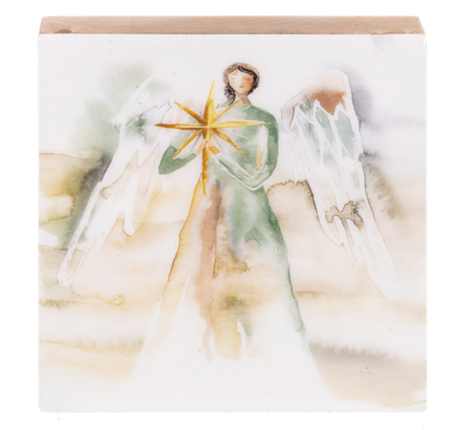 Watercolor Angel Holding Star Block