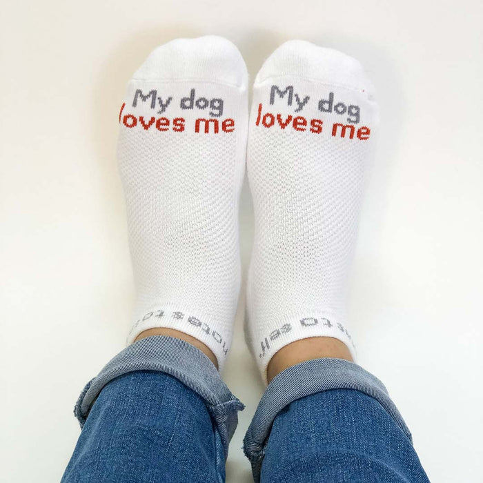 My dog loves me - dog lover™ White Low-Cut Socks