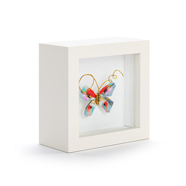 Elisabeth Hays One of a Kind Red & Blue Multi Butterfly Shadow Box