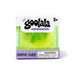 Goolala Squishies Sugar Cube in a clear plastic box with a white top label and purple base. The product is a translucent lime green glittery cube with a circular cutout showing the texture inside.