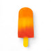 A single popsicle with a bright yellow stick and a gradient body transitioning from yellow at the top to orange and red at the bottom, centered on a plain white background.
