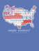 Map of the United States with decorative patterns and 'Simply Southern' branding on a blue background