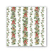 Christmas-themed paper with holly leaves, red ribbons, and gold berries on a white background