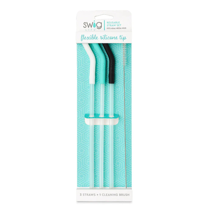 Ello Stainless/Silicone Reusable Straws - Set of 4