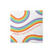 Card with rainbow design and text on a white background