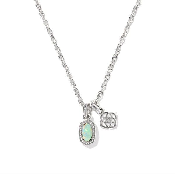 Kendra Scott Mini Elisa and Dira Silver Necklace in Green Lab