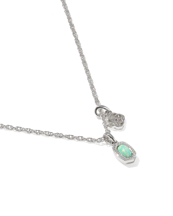 Kendra Scott Mini Elisa and Dira Silver Necklace in Green Lab Grown Opal