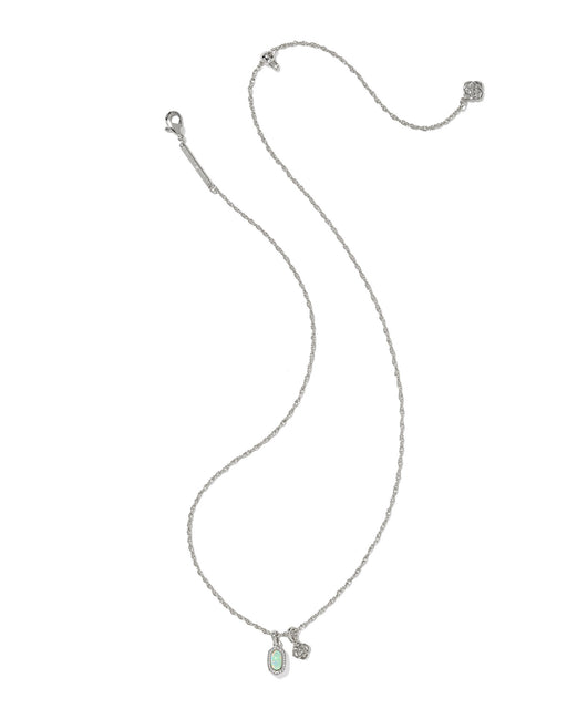 Kendra Scott Mini Elisa and Dira Silver Necklace in Green Lab Grown Opal