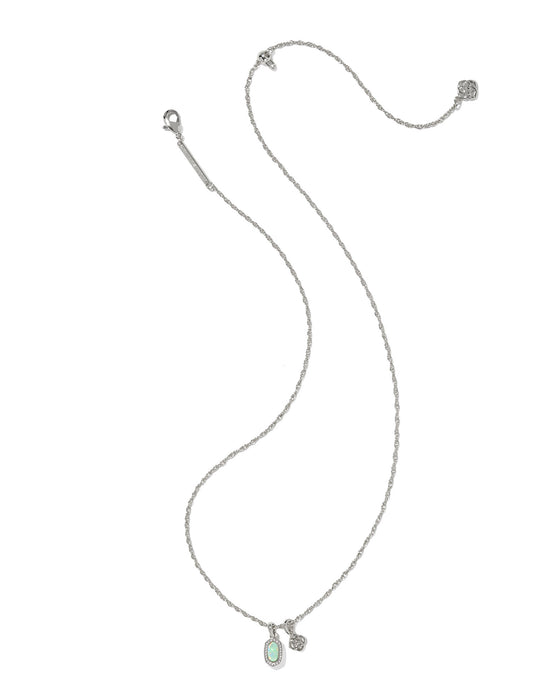 Kendra Scott Mini Elisa and Dira Silver Necklace in Green Lab Grown Opal