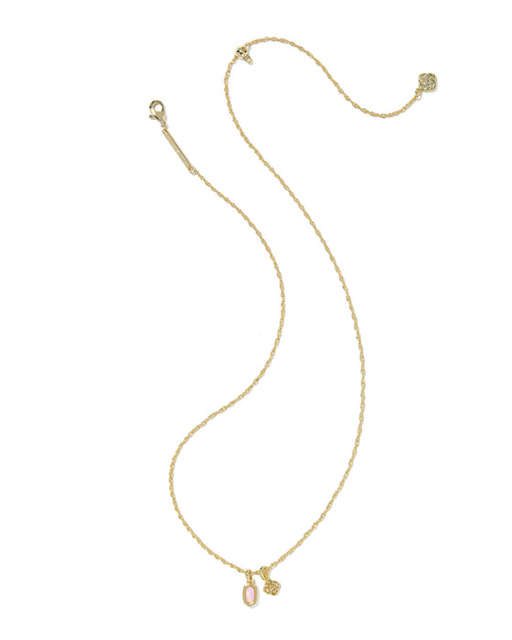 Kendra Scott Mini Elisa and Dira Gold Necklace in Light Pink Lab Grown Opal