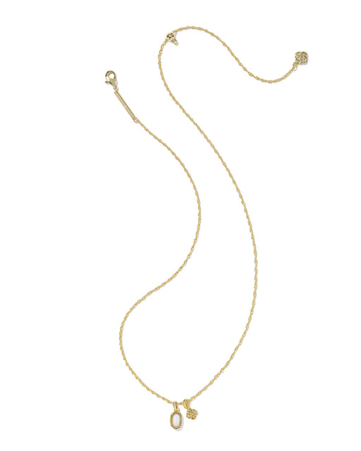 Kendra Scott Mini Elisa and Dira Gold Necklace in Bright White Lab Grown Opal