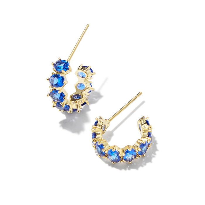Kendra Scott Cailin Gold Crystal Huggie Earrings in Blue Crystal