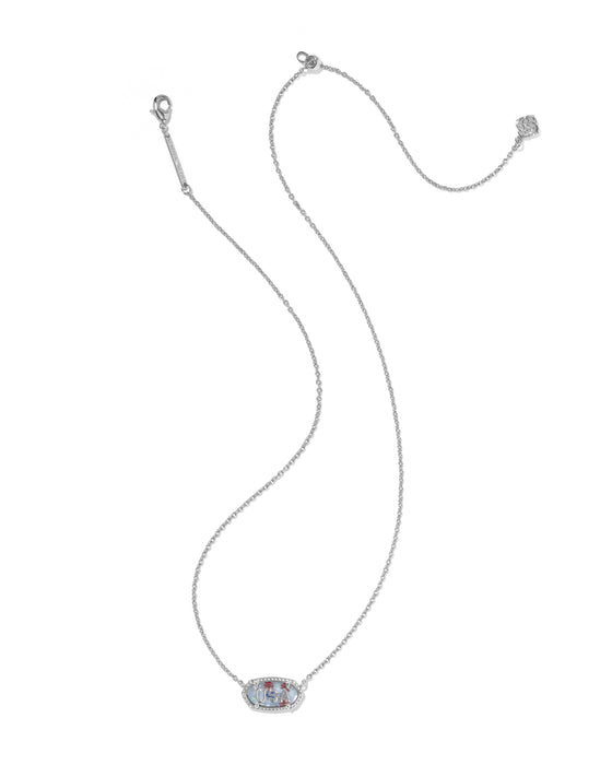 Kendra Scott Elisa USA Silver Pendant Necklace in in Red White Blue Star Illusion