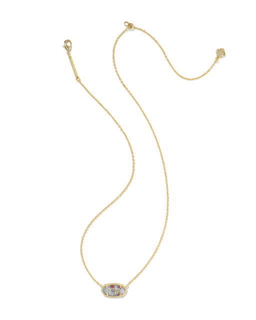 Kendra Scott Elisa USA Gold Pendant Necklace in Red White Blue Star Illusion