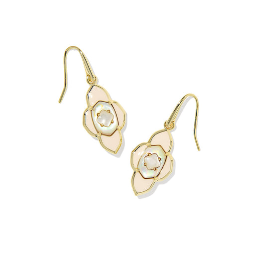 Kendra Scott Abbie Medallion Gold Small Drop Earrings in Neutral Mix