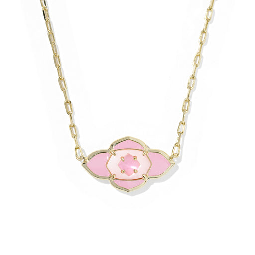 Kendra Scott Abbie Medallion Gold Pendant Necklace in Pink Mix