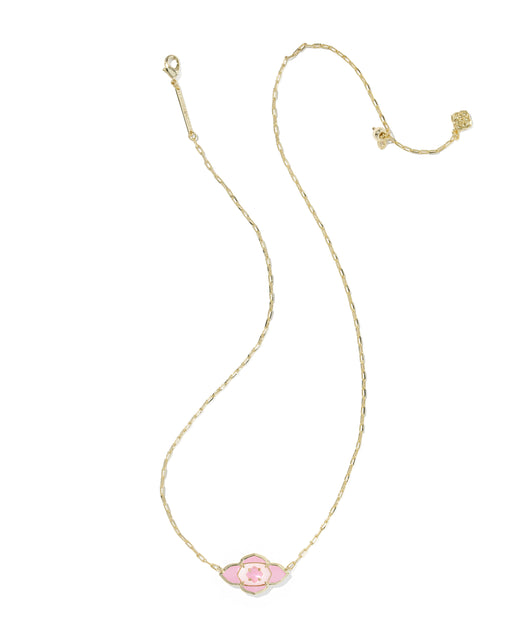 Kendra Scott Abbie Medallion Gold Pendant Necklace in Pink Mix