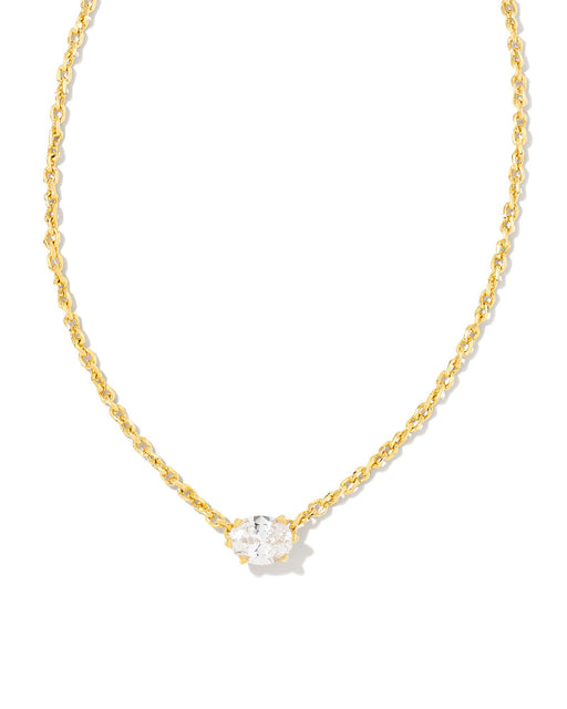 CAILIN CRYSTAL PENDANT NECKLACE GOLD METAL WHITE CZ