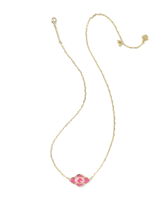 Kendra Scott Abbie Medallion Gold Pendant Necklace in Hot Pink Mix