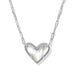 Silver heart-shaped pendant necklace on a white background