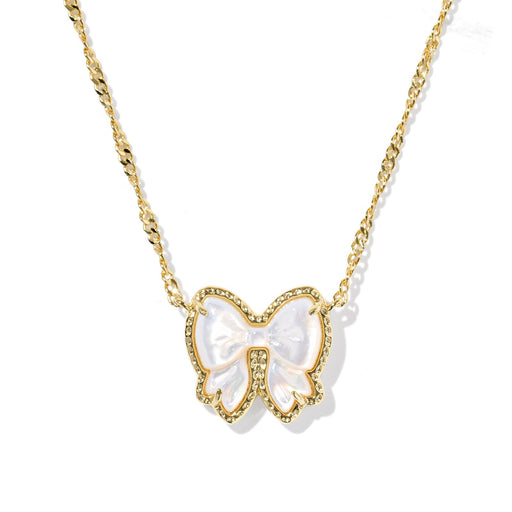 HALEY BOW SHORT PENDANT NECKLACE GOLD IVORY MOTHER OF PEARL