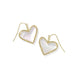 Heart-shaped earrings with gold frames on a white background