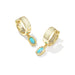 Kendra Scott Mini Ellie Gold Wide Huggie Earrings in Blue Lab Grown Opal