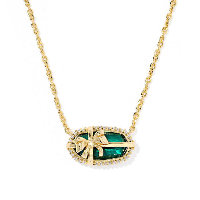 ELISA BOW SHORT PENDANT NECKLACE GOLD PINE ILLUSION