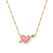 Necklace with a pink heart-shaped pendant on a white background