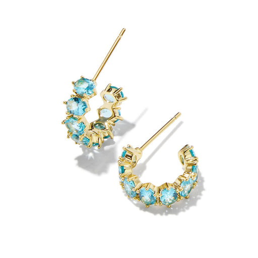 Kendra Scott Cailin Gold Crystal Huggie Earrings in Aqua Crystal