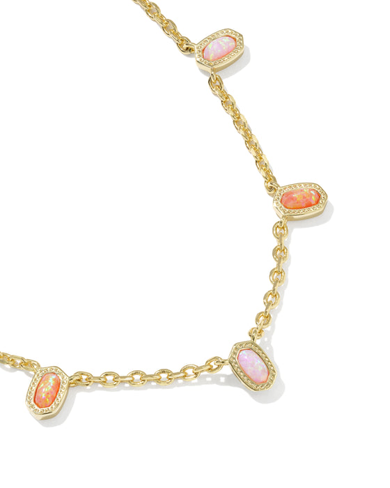 Kendra Scott Mini Elisa Gold Strand Necklace in Pink Mix