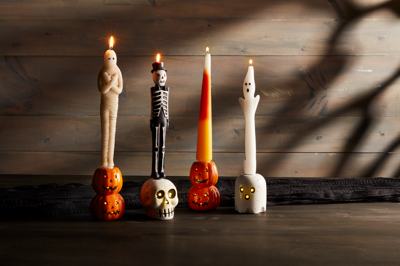 Candy Corn Halloween Taper Candle