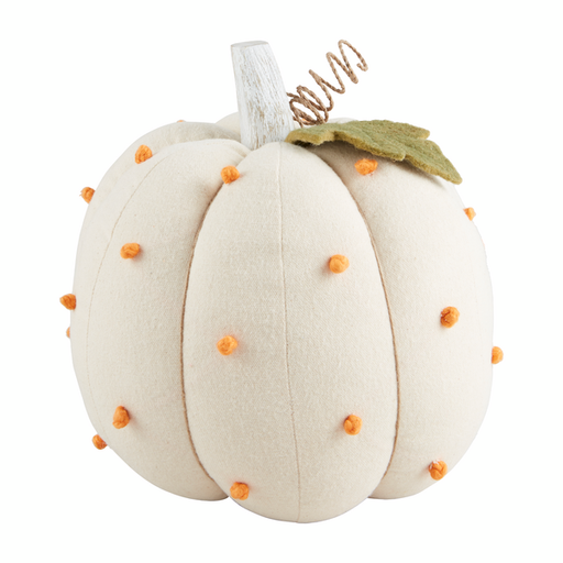 Cream French Knot Dotted Fabric Pumpkin Fall Decoration