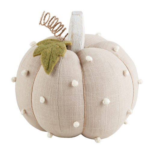 Taupe French Knot Dotted Fabric Pumpkin Fall Decoration