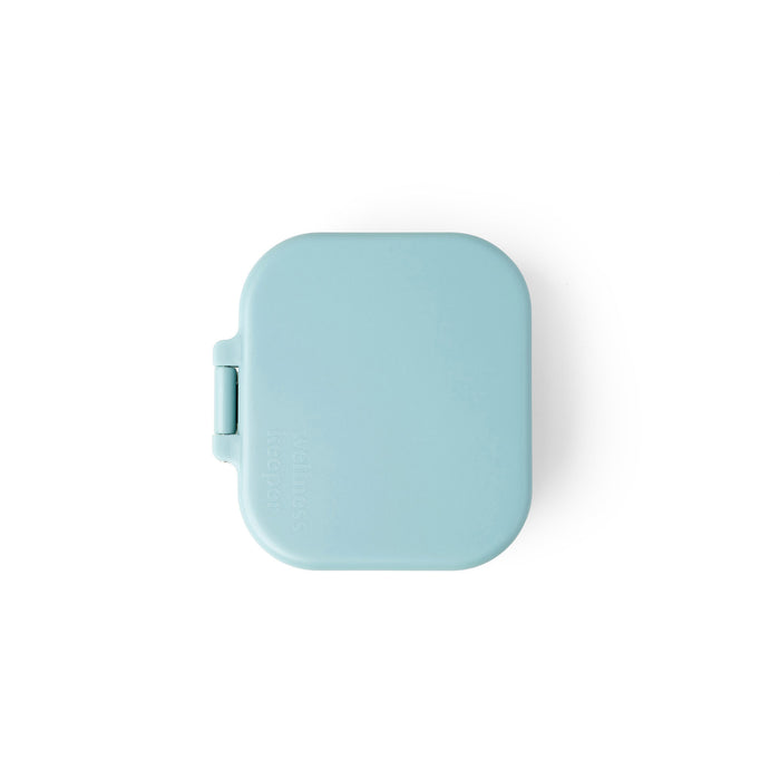 Light blue square-shaped object on a white background
