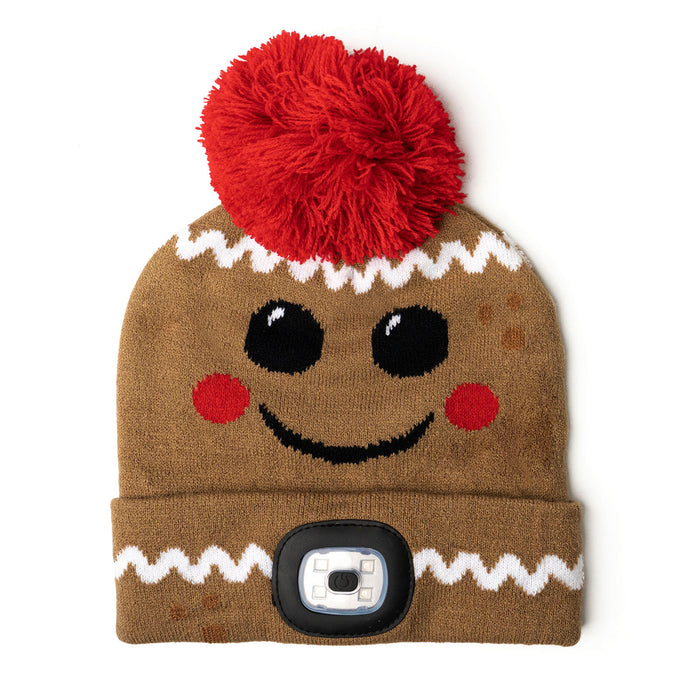 Night Scope™ Kid’s Christmas Rechargeable LED Pom Hat gingerbread