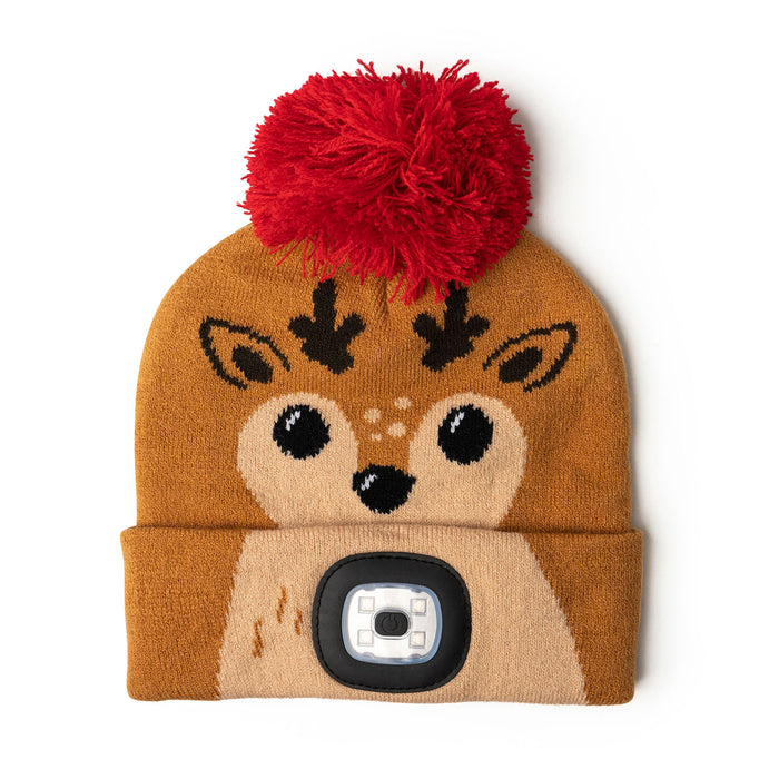 Night Scope™ Kid’s Christmas Rechargeable LED Pom Hat reindeer