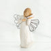 Angel figurine with wire wings on a white background